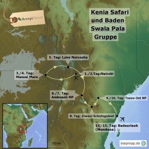 Route Kenia Safari und Baden Swala Pala